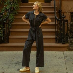 Albion Fit Hamptons Jumpsuit Black Canvas Utility XS